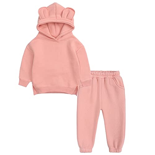 Image of MYGBCPJS Youth 2PCS Jogger Outfits Set Fleece Hooded + Sweatpants Boys Girls Athletic Sweatsuits Pullover Clothes