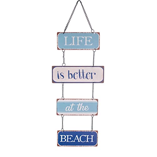 ROCKING GIFTS Adorno de Pared letreros con Mensaje Beach, Metal, 14x41 cm