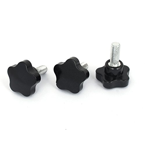 Aexit 40mm Star Clamps Head M10x25mm Male Thread Screw on Clamping Knob Grip Strap Clamps Black 3pcs