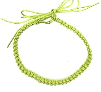 BEACH HEMP JEWELRY Lime Green Hemp Anklet Bracelet Adjustable for Women Men Teen Girls Handmade In USA