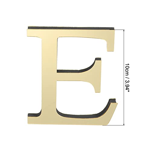 PATIKIL 3D Acrylic Alphabet Mirror Wall Stickers Letter E Self-Adhesive Home Decor Letter Sign Art Sticker Decal for DIY Home Decoration Light Gold