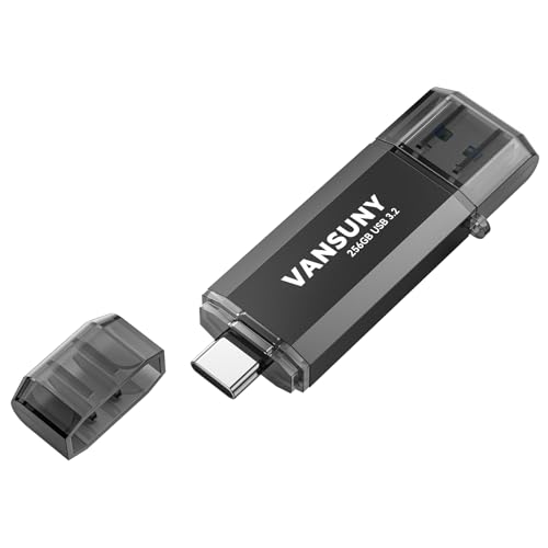 Vansuny 256GB Type C Flash Drive Upgraded 450MB/s USB 3.2 High Speed Flash Drive 2 in 1 OTG USB A + Type C Dual Thumb Drive with Keychain for Android