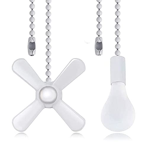 Image of Ceiling Fan Pull Chain Extension Ornaments Chains with Decorative Light Bulb and Fan Cord 13.6 Inches Bronze Fan Pull Chain Set for Ceiling Light Lamp Fan Chain(Paint White)