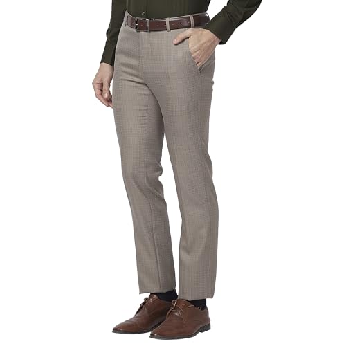 Image of Raymond Men Mid Rise Slim Fit Self Design Trouser
