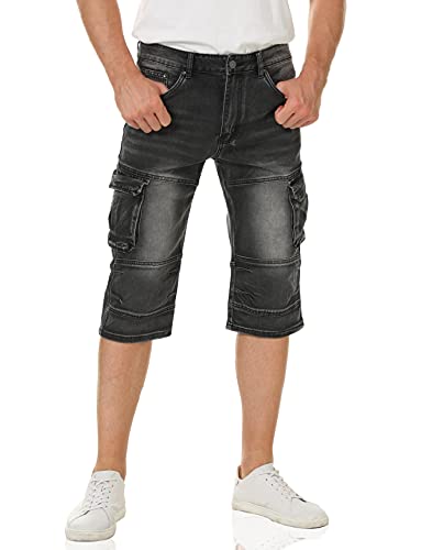 Kegiani Bermudas cargo para hombre, pantalones cortos de corte regular Negro M Cover