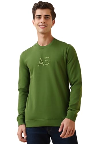 Image of Allen Solly Men's Cotton Blend Crew Neck Sweatshirt with Straight Pocket