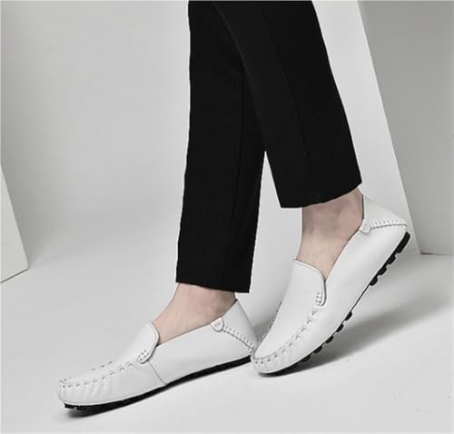 Men's Loafers Shoes Genuine Leather Rubber Sole Round Toe Simple Anti-Slip Comfortable Flexible Party Slip-ons3