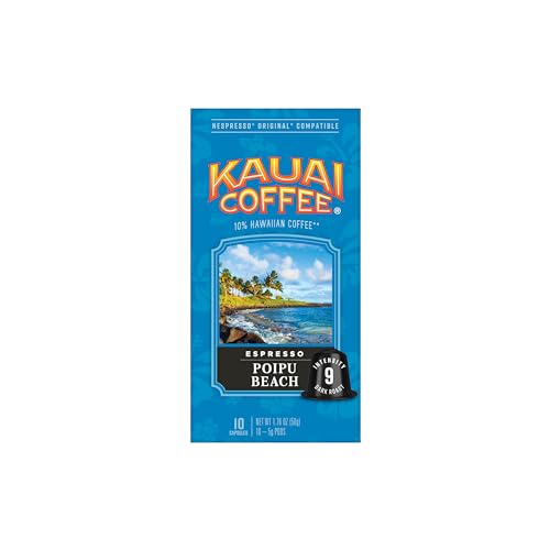Kauai Coffee Poipu Beach Dark Roast Espresso – Nespresso Original Compatible Capsules, Intensity 9, (1 Pack of 10 Single-Serve Espresso Pods) - Thumbnail 2