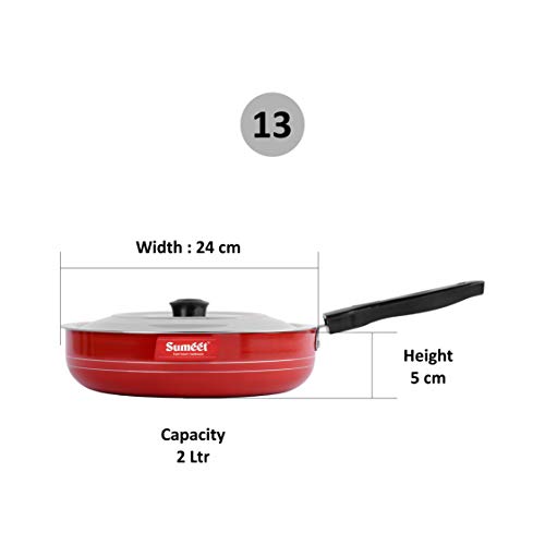 Image of Sumeet 2.6mm Non stick Fry Pan - 2 Ltr - 24cm Dia (Red)