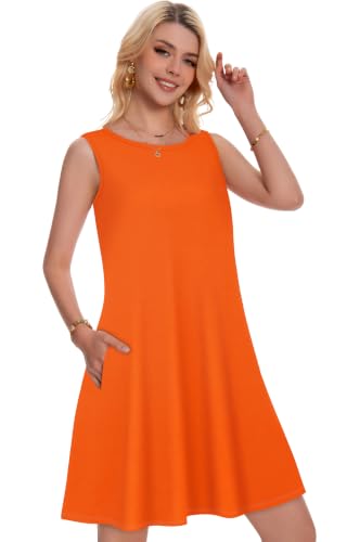 Image of Summer Dresses for Women Beach Boho Sleeveless Vintage Floral Flowy Pocket Tshirt Tank Sundresses 2026