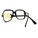 MLC EYEWEAR Oversized Rectangular Hip Hop Nerdy Black and Gold Clear Lens Glasses