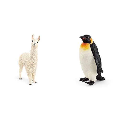 SCHLEICH 13920 Lama, für Kinder ab 3+ Jahren, Farm World - Spielfigur & 14841 Pinguin, für Kinder ab 3+ Jahren, WILD Life - Spielfigur