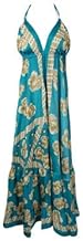 Bohemian Blue Beach Dresses, Silk Maxidress S/M