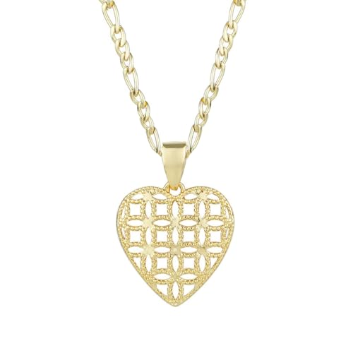 BSMCXB Colgante chapado en oro de 14 quilates para mujer, diseño de pepita de oro, diseño de red de malla vintage, L(22*30mm), Latón, No es una piedra preciosa