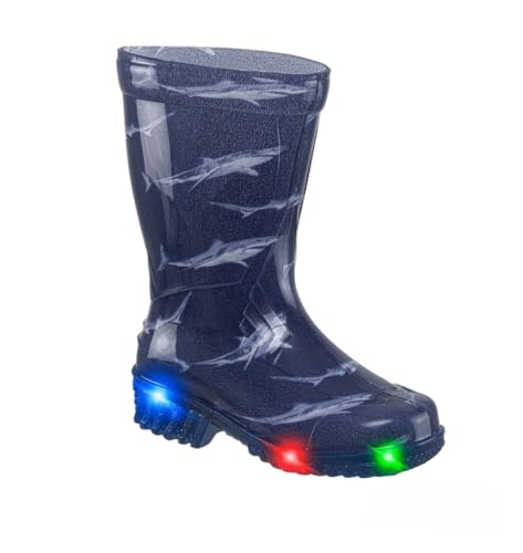 CROYDON Unisex Toddler Kids Light Up Rain Boots Premium Natural Rubber | Waterproof | Lighweight | Girls | Boys (ACKE SHARK, US Footwear Size System, Little Kid, Numeric, Wide, 11.5)