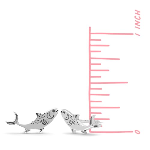 Boma Jewelry Sterling Silver Salmon Fish Stud Earrings3