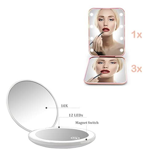 Kintion Rechargeable Pocket Mirror - Round 1X/10X & Square 1X/3X