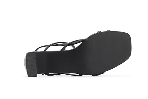 CosyFever Womens Strappy Heeled Sandals 3 Inches Chunky Block Heel Square Toe Buckle Dressy Shoes for Party Work Casual3