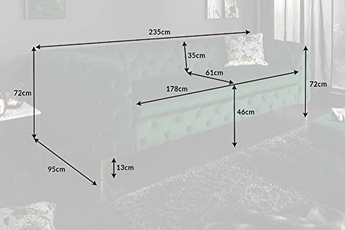 Riess Ambiente Samt Sofa MODERN BAROCK - 235cm - smaragdgrün - 3-Sitzer Chesterfield Design 3er Couch Samtsofa Samtcouch Polstersofa – Bild 3