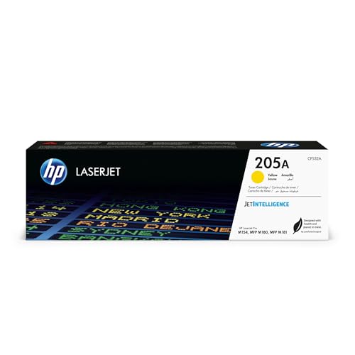 HP 205A CF532A, Amarillo, Cartucho Tóner Original, de 900 páginas, para impresoras HP Color LaserJet Pro MFP M180n y MFP M181fw
