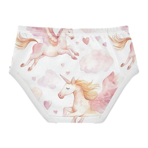 Wusikd Flying Unicorn Girls' Underwear Cotton Clouds Hearts Girls Briefs Soft Toddler Underwear 2T2