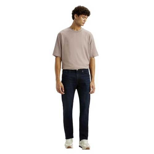 Image of Levi's Men's 513 Dark-Blue Slim Straight Fit Mid Rise Selvedge Jeans