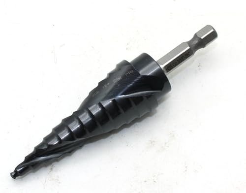 Image of TEMO Black AITiN Coated M35 Cobalt Smooth Step Drill Spiral Flute Unibit, 12 Size from 3 /16 Inch to 7 /8 Inch, 1 /4 Inch Hex Shank