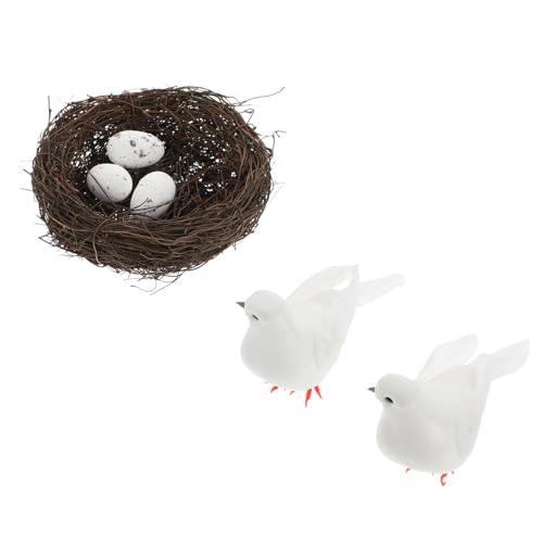 EXAOMBLE Objetos de de Blanco Pájaro Decorativo Realista Proceso Fino Navideña y Colocar y para Jardín, Adecuado para