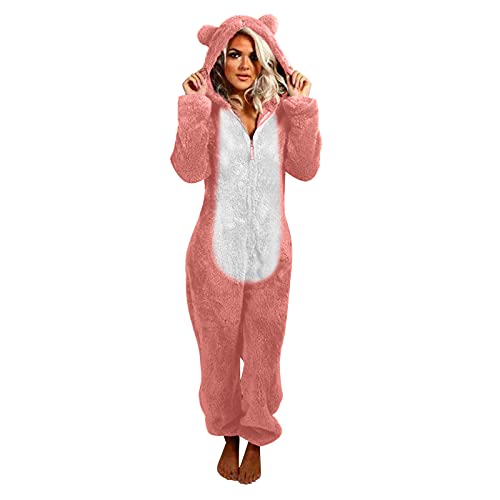 KQIVAM Combinaison Femme Pyjama Une Pièce en Polaire pour Femme Pyjama Chaud Et Doux Pyjama Femme en Pilou Sleepwear Et Fermeture Éclair Vêtement De Nuit en Peluche Pyjama Hiver Polaire