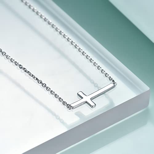 Rnivida 925 Sterling Silver Sideways Cross Pendant Necklace for Women4