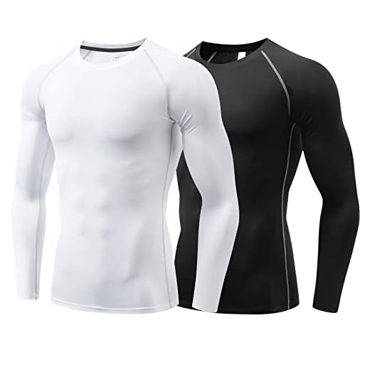 Sillictor Mens Compression Base Layer Top Quick Dry Long Sleeve Running Top Mens UPF 50+ Sports Underlayer for Ski Golf Cycling Hiking Football,Breathable Moisture Wicking Muscle Support, 2-black
