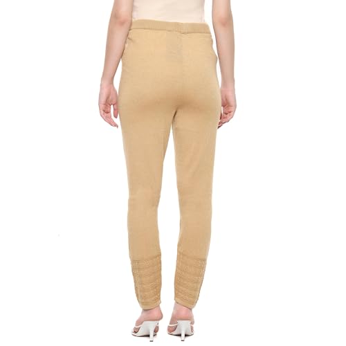 Image of Rangriti Mustard Acrylic Regular Solid Legging for Women