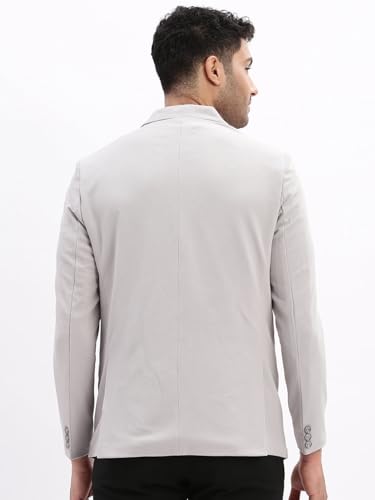 Image of SHOWOFFFF Men Solid Single Breasted Casual Blazer | Notched Lapel Full Sleeves Cotton Blazer for Mens | Slim Fit Regular Length Blazer for Men's