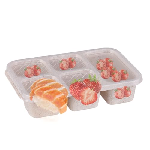 仕切り付きランチコンテナ,5仕切り食洗機対応弁当箱 | 蓋付き 食事 容器 - 職場 学校 保育園 食事準備 サラダ サンドイッチ 食品 男性 女性 向け