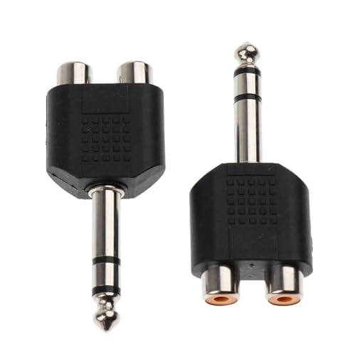 Image of 5pcs 1 /4 inch 6.35mm /6.5mm Stereo Male To Dual RCA Female Adapter Male to 2 Female Audio Adapter Splitter for Sound Equipment (Double Channel)