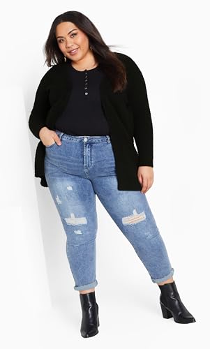 Image of Avenue Women's Plus Size Boyfriend Rib Knit Open Front Cardigan