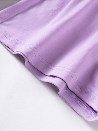 Hansber Kids Girls 2-Piece Solid Color Sports Outfit Round Neck T-shirt with Shorts for Exercise Workout Purple 2-3 Years4