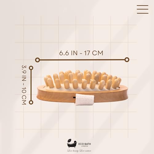 Eco Bath London Cellulite Handbürste - Cellulite-Behandlungsbürste, Effektiver Cellulite-Entferner und Massagegerät für glatte, straffe Haut, natürliches Holz-Peeling-Massagegerät