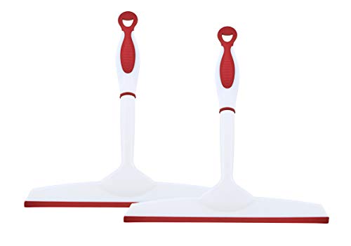 Image of Superio Rubber Squeegee, 2 Pack, Streak Free All Purpose Window Squeegee, Comfort Grip Handle and Hanging Hook (Red, 10 Inch- 2 Pack)