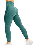 HIGORUN Women Seamless Leggings Smile Contour High Waist Workout Gym Yoga Pants Green L