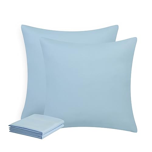Aisbo Kissenbezug 50x50 2er Set - Kissenhülle Kopfkissenbezug 50 x 50 Hellblau mit Reißverschluss aus Mikrofaser, ÖKO-TEX Pillow Cover 50x50cm, Weich und Bügelfrei