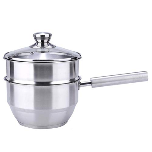 2 Tier Double Boiler Steamer,Saucepan Milk Pot Porringer Induction-Safe Stainless Steel Cooking Pan