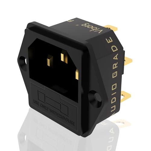 Viborg AC 250V 10A IEC320 C14 - Adattatore per presa elettrica, montaggio a vite, 3 pin, outlet Audio Grade, rame puro placcato al rodio