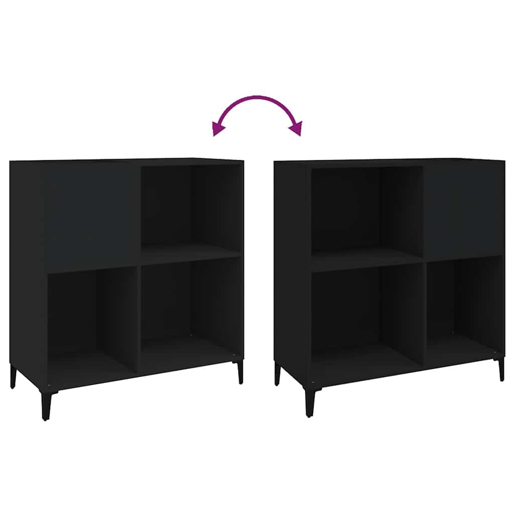 vidaXL Mobile Porta Dischi Nero 84,5x38x89 cm in Legno Multistrato, Mobile per Giradischi, Porta Dischi, mobiletto Porta vinili, Mobile Porta vinili