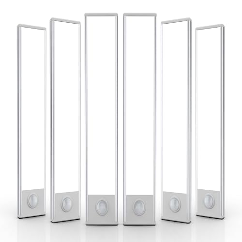 Image of 14 inch Under Cabinet Lighting, 6 Pack Motion Sensor Light Indoor Rechargeable Magnetic Closet Lights Battery Operated, Under Counter Lights for Kitchen, Wardrobe, Hallway, Stairs White Light