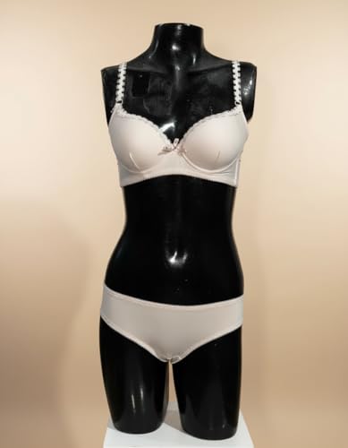 Image of M R Shopzilla Women's Underwire Premium Lycra Silk Bra and Panty Set - Seamless T-Shirt Bra with Matching Mid-Rise Panty - Smooth, Stretchable Lingerie Set for Everyday Comfort & Style