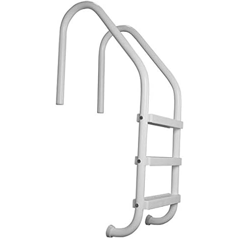 Rust Proof Saftron P-324-L3 Residential Inground White Three-Step Swimming Pool Ladder. 53" Tall x 24" Wide. (Includes Matching Escutcheons & Shipping) Cover