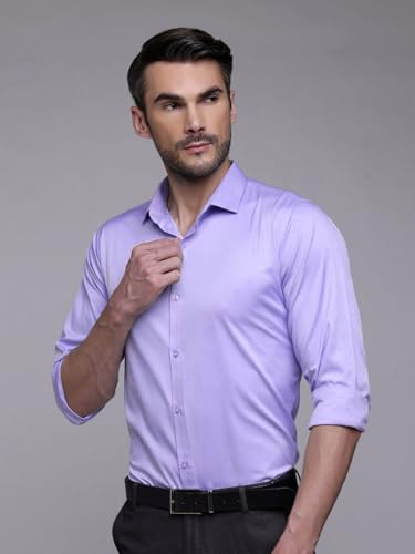 Image of IndoPrimo Men's Satin Shirt with Spread Collar Neck Line Solid Pattern Full Sleeves Regular Fit Western Style and Standard Length