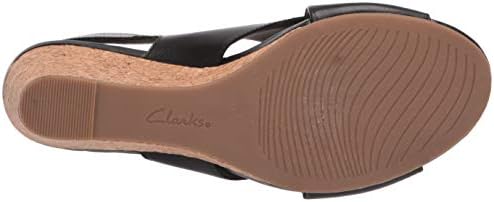 Clarks Women's Margee Eve Wedge Sandal, Black Leather, 8.5 | Image 3