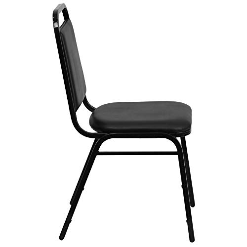 Image of Flash Furniture Hercules Series Trapezoidal Vinyl Banquet and Event Chair, Commercial Event Chair with Padded Seat and Back, Black